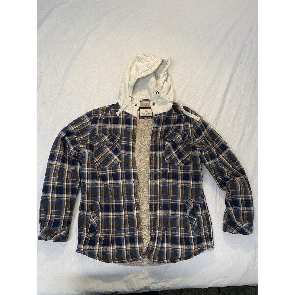 Legendary‎ Whitetails Hooded Sherpa Lined Flannel Jacket Mens Large Plaid